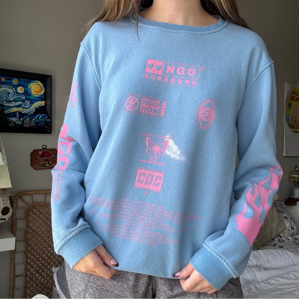 Blue New Girl Order Graphic Sweatshirt